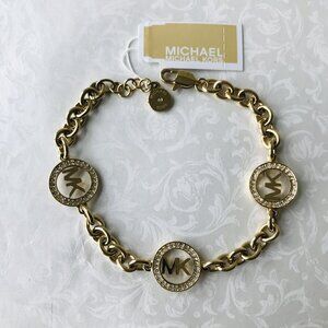 Michael Kors Crystal Fulton Chain Logo Bracelet MKJ4729710